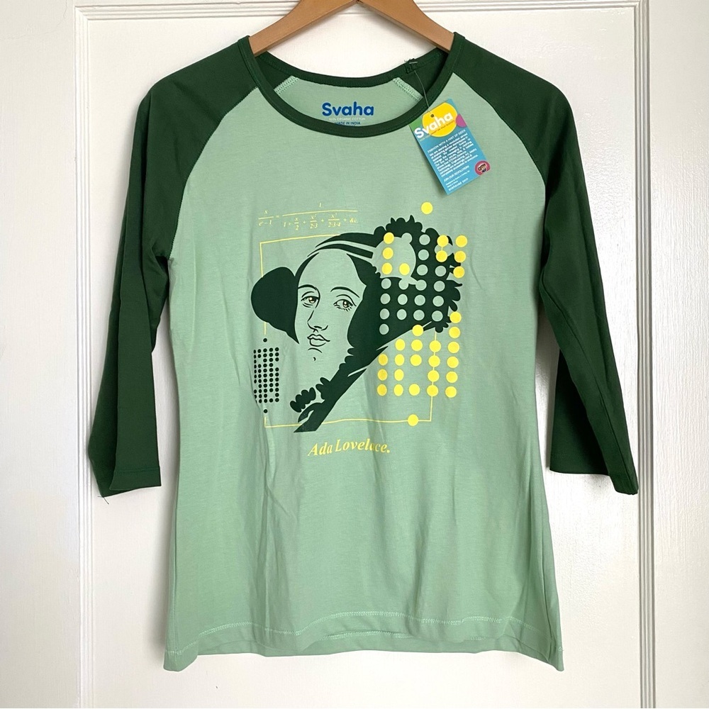 SVAHA NWT Green Graphic Top Ada Lovelace size Small